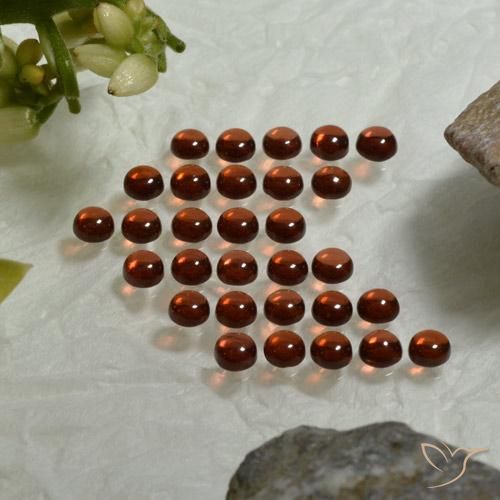 Gemas de Granate almandino Rojo medio natural de 5.00 ct, Redondo, Transparente