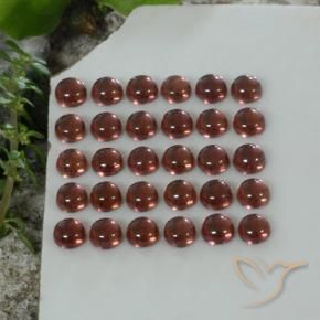 Gemas de Granate almandino Rojo oscuro natural de 5.69 ct, Redondo, Transparente