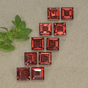Gemas de granate almandino rojo medio natural de 4,37 ct, cuadrado, VVS-VS