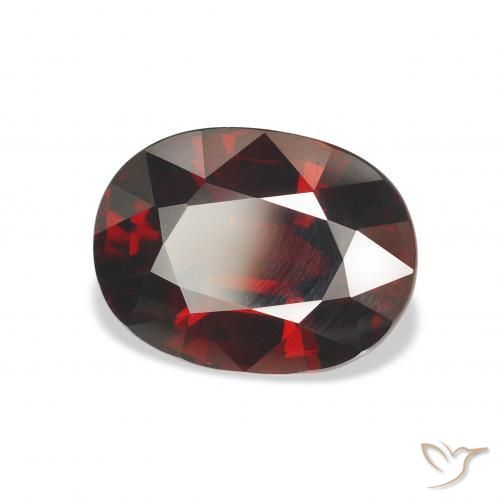 Granate almandino Rojo oscuro natural de 6.86 ct, Ovalada, VVS-VS