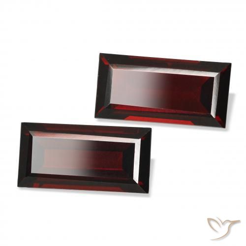 Gemas de Granate almandino Rojo oscuro natural de 3.67 ct, Corte Baguette, VVS-VS