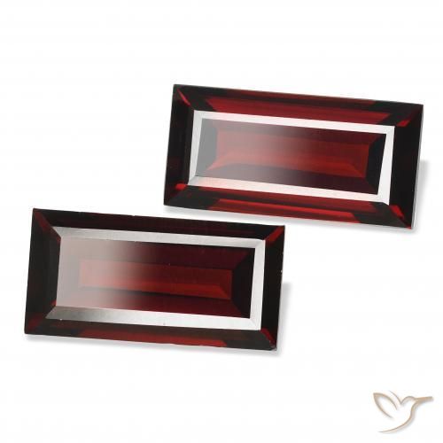 Gemas de Granate almandino Rojo oscuro natural de 3.88 ct, Corte Baguette, VVS-VS
