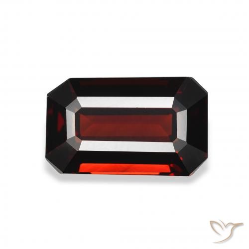 Granate almandino rojo oscuro natural de 3,48 ct, corte esmeralda, VVS-VS
