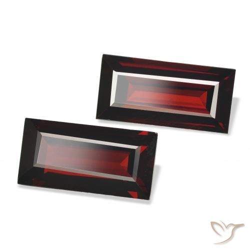 Gemas de Granate almandino Rojo oscuro natural de 3.78 ct, Corte Baguette, VVS-VS