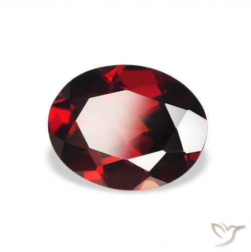 Granate almandino Rojo sangre intenso natural de 2.12 ct, Ovalada, VVS-VS
