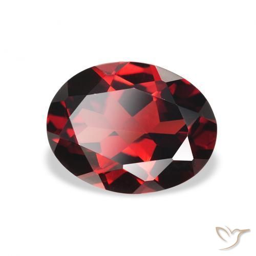 Granate almandino Rojo oscuro natural de 2.11 ct, Ovalada, VVS-VS