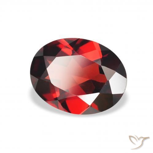Granate almandino Rojo sangre intenso natural de 1.92 ct, Ovalada, VS