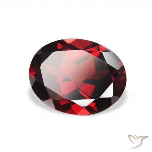 Granate almandino Rojo sangre intenso natural de 2.35 ct, Ovalada, VVS-VS