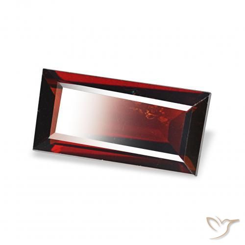 Granate almandino Rojo sangre intenso natural de 1.54 ct, Corte Baguette, VS