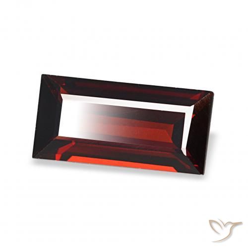 Granate almandino Rojo sangre intenso natural de 1.56 ct, Corte Baguette, VVS