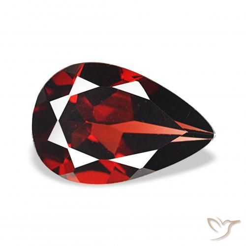 Granate almandino Rojo oscuro natural de 3.13 ct, En forma de pera, VVS-VS