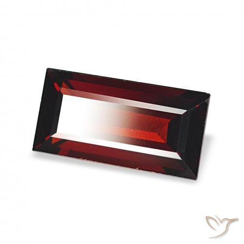 Granate almandino Rojo sangre intenso natural de 1.67 ct, Corte Baguette, VVS-VS