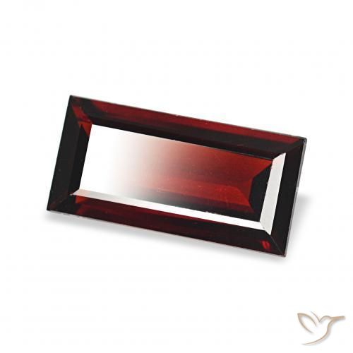 Granate almandino Rojo sangre intenso natural de 1.56 ct, Corte Baguette, VVS