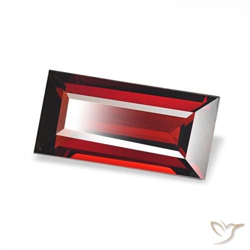 Granate almandino Rojo sangre intenso natural de 1.61 ct, Corte Baguette, VVS