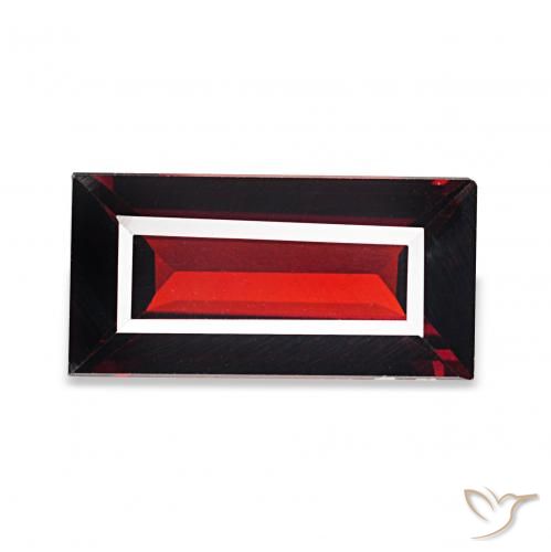 Granate almandino Rojo oscuro natural de 1.66 ct, Corte Baguette, VVS