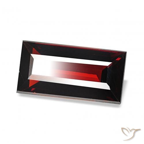 Granate almandino Rojo oscuro natural de 1.61 ct, Corte Baguette, VVS
