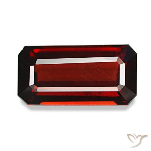 Granate almandino rojo de 4,46 ct, corte esmeralda, VS