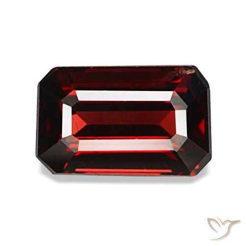 Granate almandino rojo natural de 2,48 ct, corte esmeralda, VS