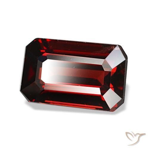 Granate almandino rojo natural de 2,48 ct, corte esmeralda, VS