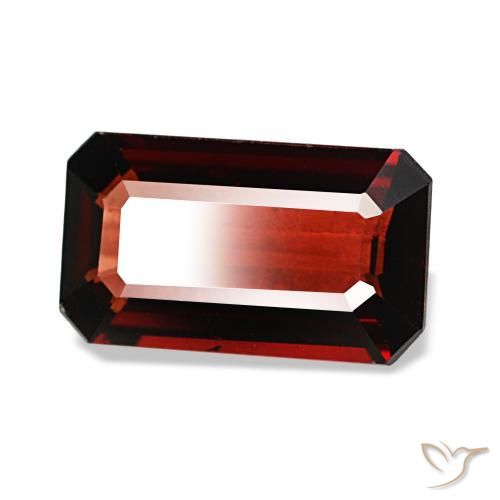 Granate almandino rojo natural de 3,44 ct, corte esmeralda, VVS-VS