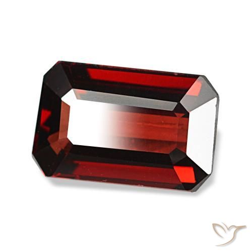 Granate almandino rojo natural de 3,08 ct, corte esmeralda, VVS-VS