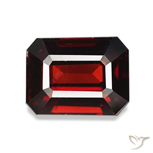 Granate almandino rojo natural de 3,32 ct, corte esmeralda, VS