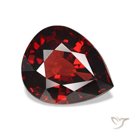 Granate almandino rojo natural de 2,67 ct, en forma de pera, VVS-VS