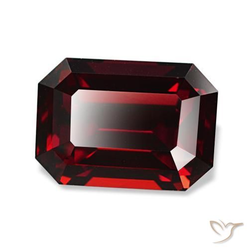 Granate almandino rojo natural de 3,49 ct, corte esmeralda, VVS