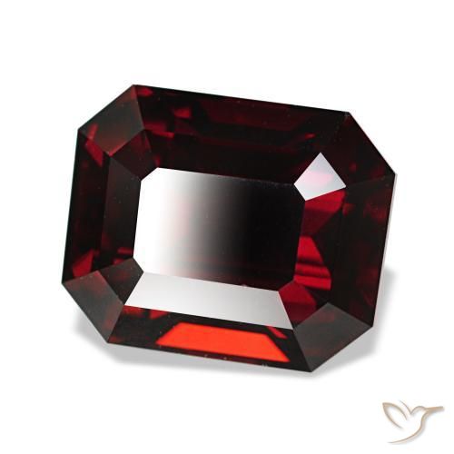 Granate almandino rojo natural de 4,68 ct, corte esmeralda, VVS