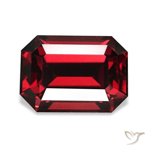 Granate almandino rojo natural de 3,40 ct, corte esmeralda, VVS