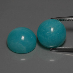 Gemas de amazonita azul natural de  ct, corte redondo, opaco