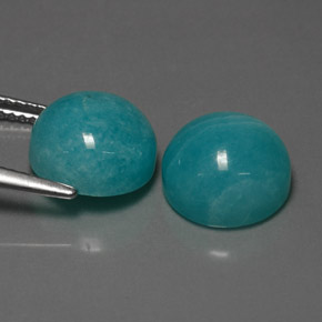 Gemas de amazonita azul natural de  ct, corte redondo, opaco