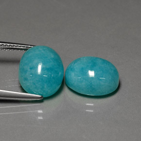 Gemas de amazonita verde azulado natural de  ct, corte óvalo, opaco
