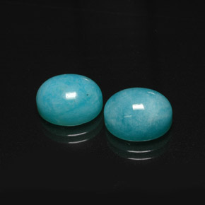 Gemas de amazonita azul natural de  ct, corte óvalo, translúcido