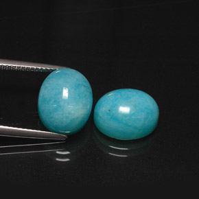 Gemas de amazonita azul natural de  ct, corte óvalo, translúcido