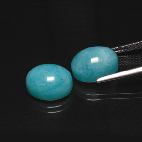 Gemas de amazonita azul natural de  ct, corte óvalo, translúcido
