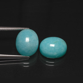 Gemas de amazonita azul natural de  ct, corte óvalo, translúcido