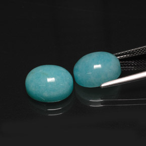 Gemas de amazonita azul natural de  ct, corte óvalo, translúcido