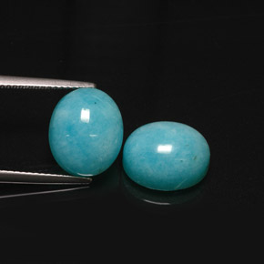 Gemas de amazonita azul natural de  ct, corte óvalo, translúcido