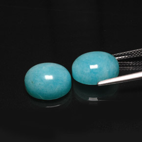 Gemas de amazonita azul natural de  ct, corte óvalo, translúcido