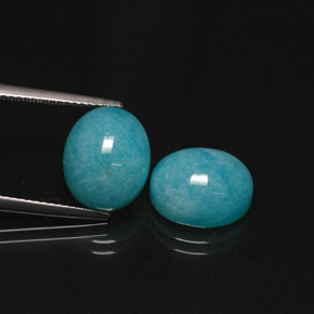 Gemas de amazonita verde azulado natural de  ct, corte óvalo, translúcido