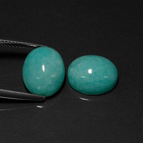 Gemas de amazonita azul natural de  ct, corte óvalo, translúcido
