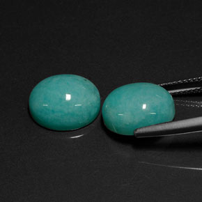 Gemas de amazonita azul natural de  ct, corte óvalo, translúcido
