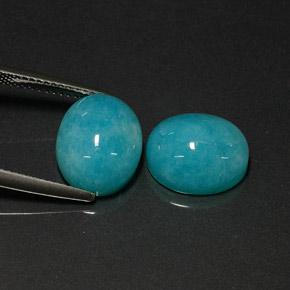Gemas de amazonita azul natural de  ct, corte óvalo, translúcido
