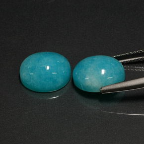 Gemas de amazonita azul natural de  ct, corte óvalo, translúcido