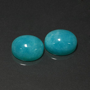 Gemas de amazonita azul natural de  ct, corte óvalo, translúcido
