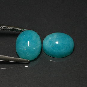 Gemas de amazonita azul natural de  ct, corte óvalo, translúcido