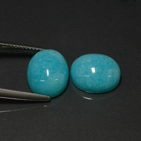 Gemas de amazonita verde natural de  ct, corte óvalo, opaco