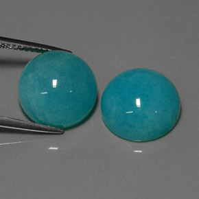 Gemas de amazonita azul natural de  ct, corte redondo, opaco