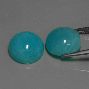 Gemas de amazonita azul natural de  ct, corte redondo, opaco